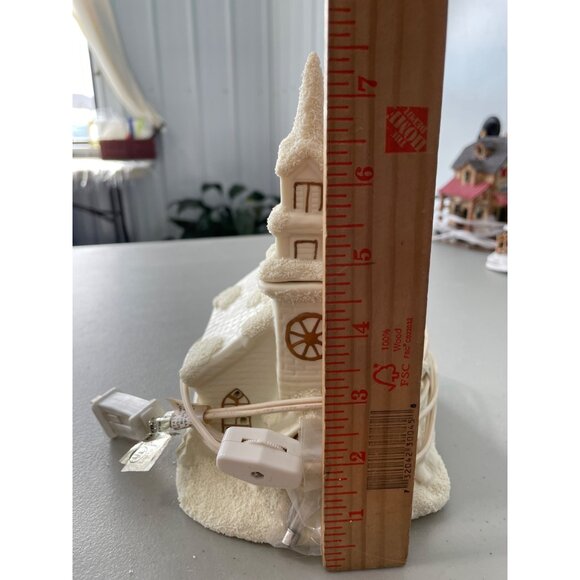 Albert Price Ceramic Snow Capped Church Light Up Decoration White Winter Scene - Picture 6 of 8